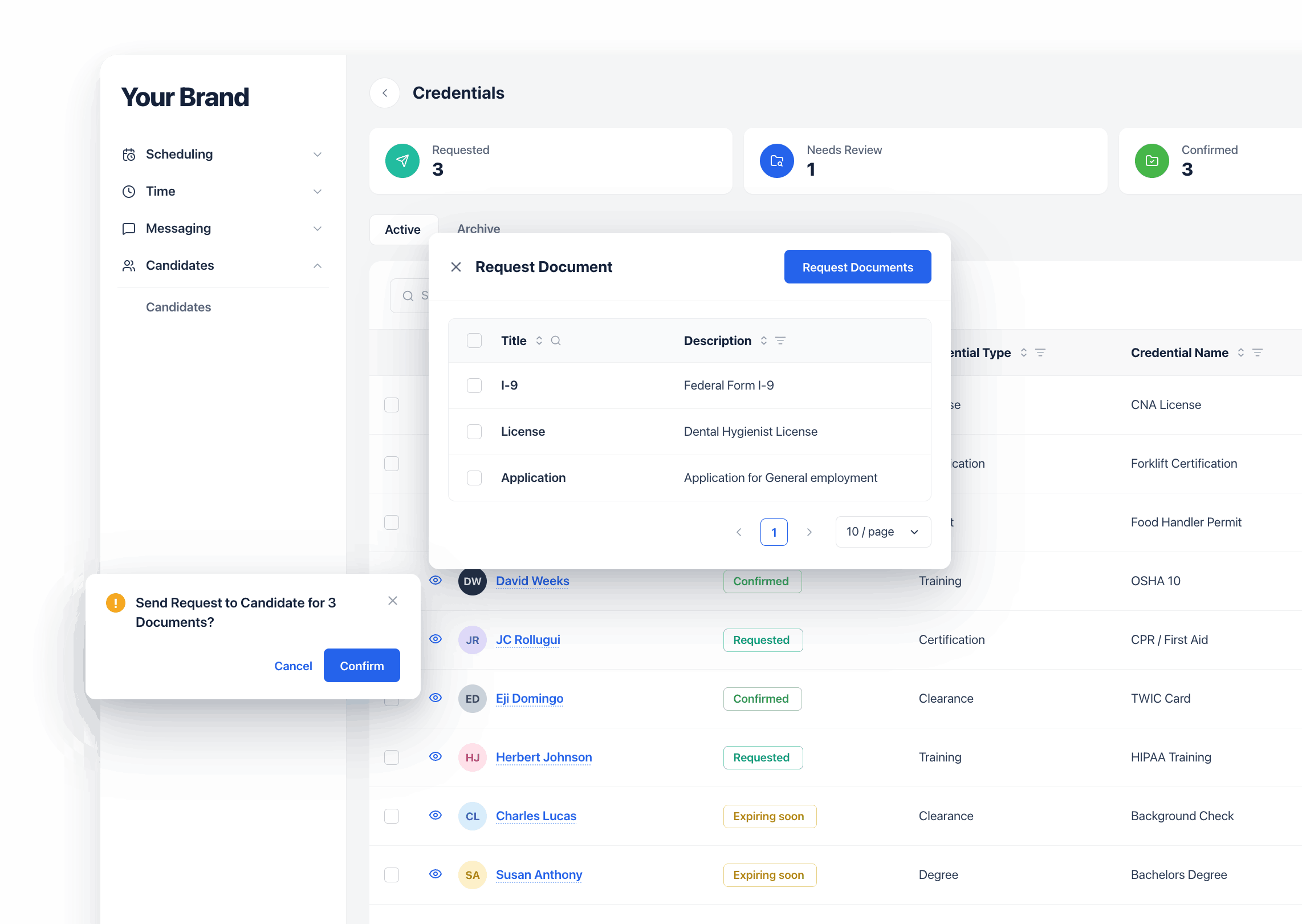 Request documents mockup